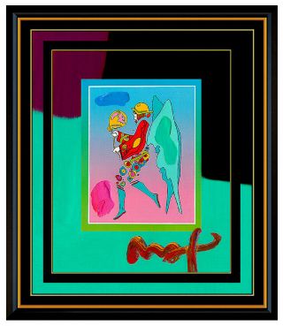 Peter Max Signed Acrylic Painting Pop Art Oil Tip Toe Floating Rare