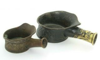 Two Antique 19th Century Chinese Bronze Silk Irons