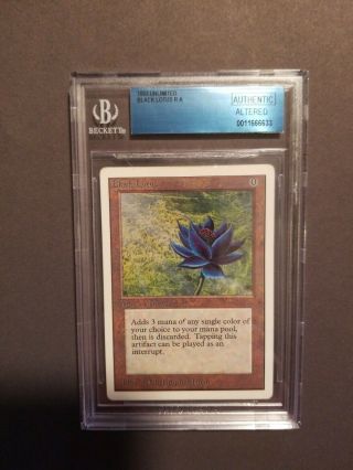 Beckett Authenticated Black Lotus Mtg Unlimited Edition Mp Moderate Play