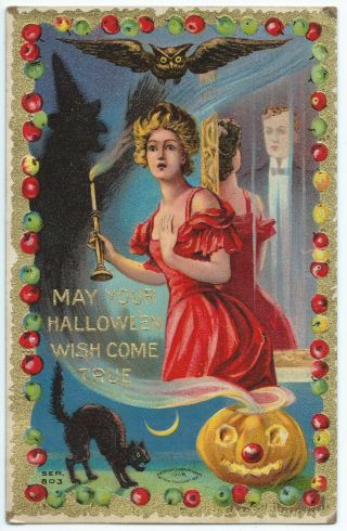 1912 Antique Halloween Postcard " May Your Halloween Wish Come True " Taggart Ny