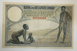 Belgium Congo 100 Franks 3.  11.  1920 Kinshasa Banknote Rare