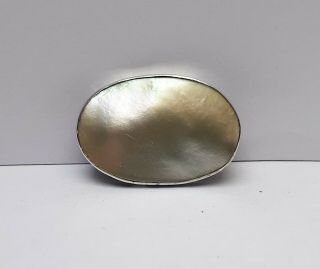 Antique Victorian Solid Sterling Silver And Mother Of Pearl Brooch