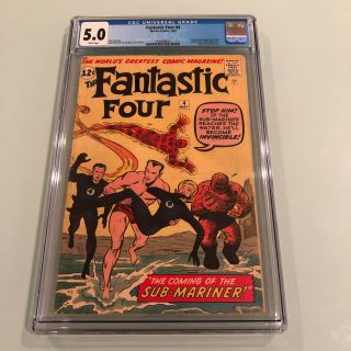 Fantastic Four 4 Cgc 5.  0 Rare White Pages 1st Sub - Mariner Namor Mckenzie Movie