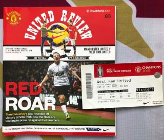 Rare Manchester Utd Vs West Ham United 2013 / 2014 Programme & Ticket - P&p