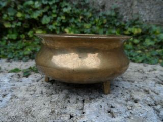 Asian Antique Bronze Censer - Chinese ? Oriental Three Footed Incense Burner