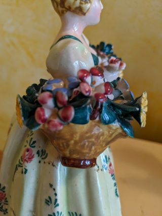 Capodimonte Italian Victorian Lady W Baskets Of Flowers 8 3/4 