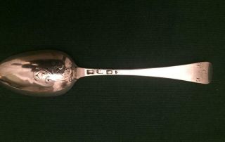 Large 18th Century Solid Silver Scroll Back Serving Spoon