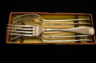 Antique 19th Century Set Of Six Silver Plated Dessert Forks James Dixon & Son
