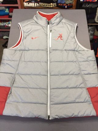 Nike University Of Alabama Crimson Tide Puffer Vest Size 2xl Xxl Rare Saban Euc