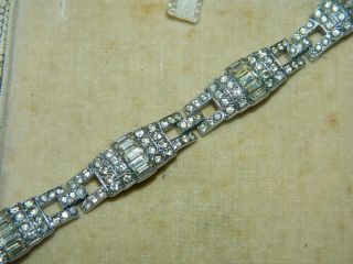 Vintage Antique Art Deco Rhinestone Paste Baguette Bracelet Costume Jewellery