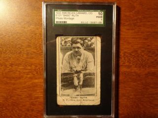 1922 American Caramel Co E121 Babe Ruth Photo Montage Sgc 1 Very Rare Card