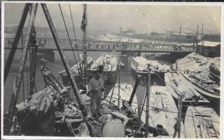 Antique Photo China 1920/30s Shanghai Whangpoo River Wharf Under The Snow