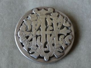 Victorian Antique Jewellery Silver Celtic Engraved Round Brooch