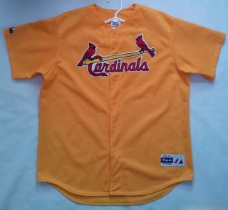 Vintage Rare Made In Usa Majestic St.  Louis Cardinals Yellow Jersey In Size Xl