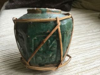 Antique Chinese Ginger Jar Green Glazed Pottery 2