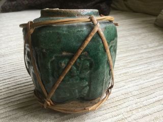 Antique Chinese Ginger Jar Green Glazed Pottery 3