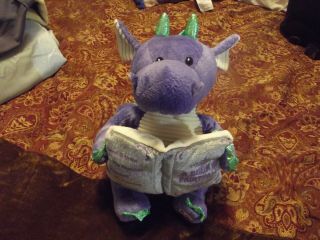 Rare Cuddle Barn Dalton Purple Dragon Animated Plush Toy Tells 5 Fairy Tales Euc