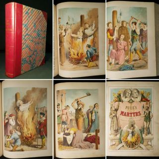 1873 Book Of Martyrs John Foxe Scarce Colour Lithographs Torture Large Vol Rare