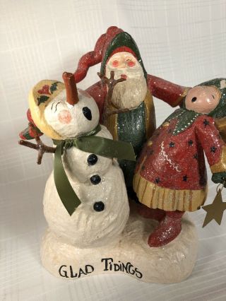 Rare Vintage 1998 House Of Hatten Santa Angel Snowman Handpainted Christmas