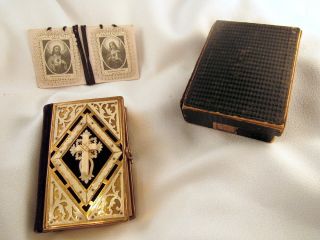 Antique German Prayer Book 1885 Signed W/box,  Scapular Sacred Heart Jesus/mary