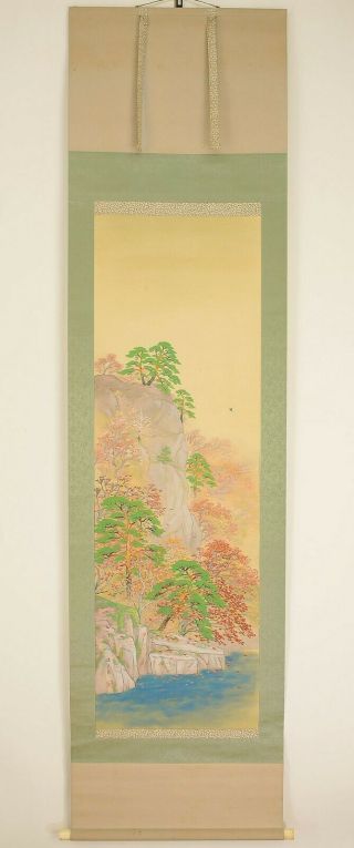 掛軸1967 Japanese Hanging Scroll " Autumn River Scenery " @n700