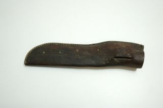 Antique / Vintage Hard Leather Knife Sheath 8 " Long With Slight Curve Butcher ?