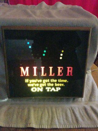 Vintage Miller High Life Beer Lighted Sign Motion On Tap Very Rare