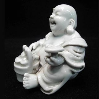 Very Lovely Chinese White Porcelain Statue Laughing Buddha Sculpture 2