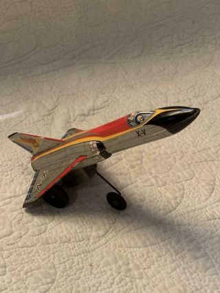 Vintage Yone No 1040 Airplane Tin Friction Toy Rare Spaceship 1950 