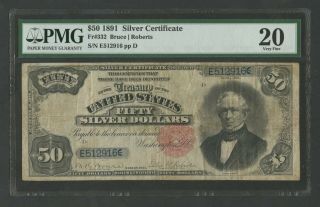 Fr332 $50 1891 Silver Cert Pmg 20 (vf, ) Ext Rare Only 22 Recorded Wlm8710