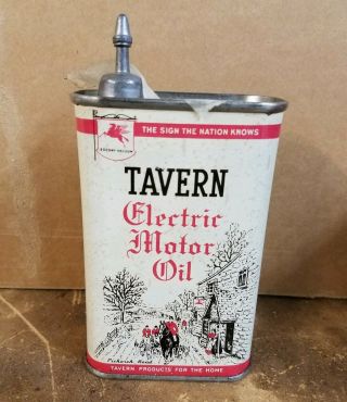 Vintage Rare Tavern Electric Motor Oil Socony Vacuum Oil Co.  Oil Can Tin