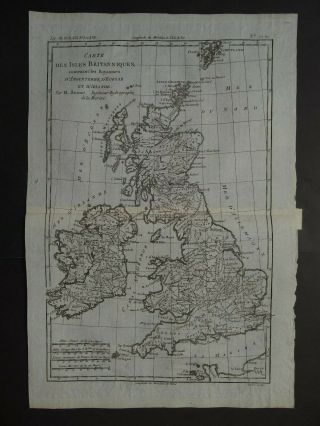 1780 Bonne Atlas Map British Isles - Isles Britanniques - England - Ireland