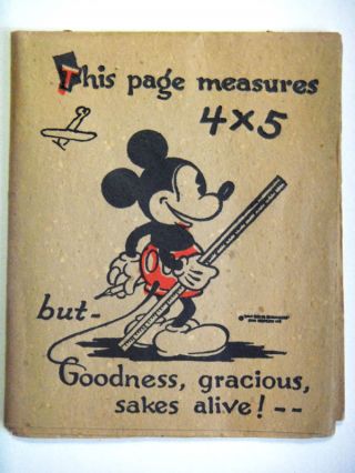Special Disneyana Mickey Mouse Ca 1933 Fold Out Card Rare Huge Disney