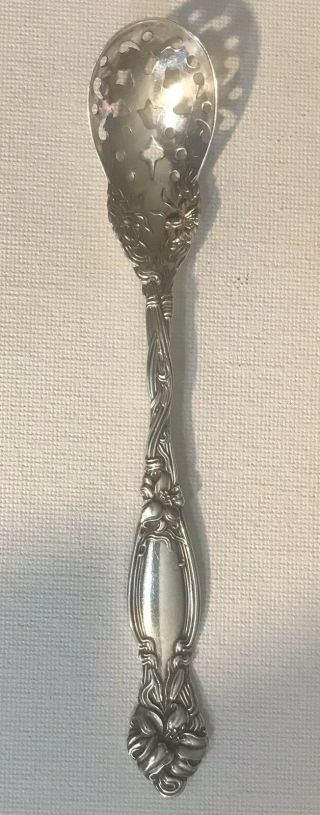 Sterling 6 - 1/8” Olive Spoon By Simpson,  Hall,  Miller C.  1890s