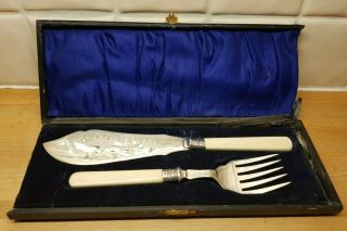 Silver Plated Fish Knife & Fork Serving Set