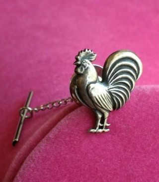 Very Rare Retired James Avery Sterling Silver Rooster Chicken Bird Tie Tack Pin