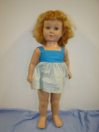 Vintage Doll 20 Inch Chatty Cathy Sleep Eyes Pull String Blonde Hair Freckles