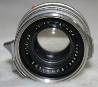 Very Rare Leica Summilux 35mm 1:1.  4 Steel Rim M Mount Camera Lens Near