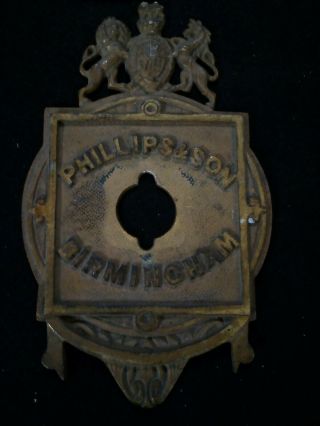 Vintage Brass Safe Plate Phillips & Son.  Birmingham