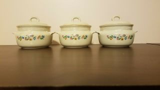 Rare Set Of 3 International China Mini Casserole Dishes With Lids Hard To Find