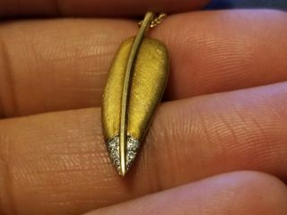 Rare Tiffany & Co.  Angela Cummings 18k Yellow Gold Leaf Feather Pendant Necklace 3