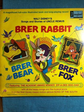Disneyland Records Brer Rabbit Vintage Vinyl Record And Color Book 1970 Rare Lp