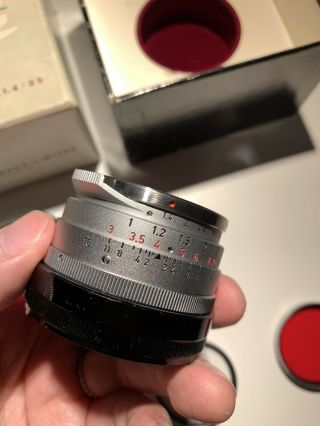 Rare Full Set Leica 35mm Summilux,  Ver 1,  Steel Rim.  With Matching Box.