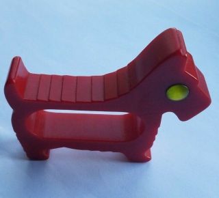 RaRe Vintage Red Scotty Dog w/ eye BAKELITE NAPKIN RING holder 3