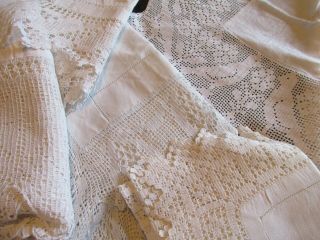 Antique/vintage Irish Linen Bundle Of 5 Tablecloths - All Hand Crochet Lace Edging
