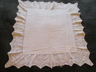 Antique/Vintage Irish Linen Bundle of 5 Tablecloths - ALL HAND CROCHET LACE EDGING 2