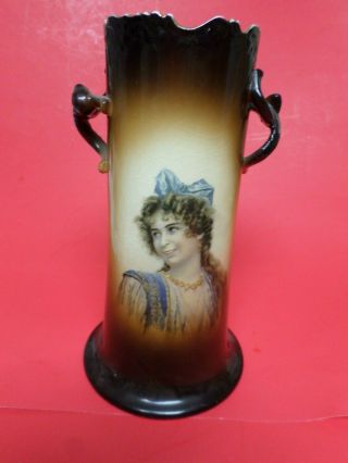 Large Antique,  Warwick Porcelain Vase,  10ga,  W/pretty Girl 