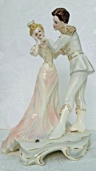 Rare Vintage Florence Ceramics Pasadena Figurine Cinderella & Prince Charming 2