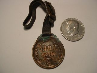 1913 Antique I.  O.  O.  F.  Independent Order Of Odd Fellows Watch Fob F.  L.  T.  Copper