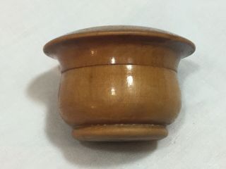 Antique Victorian Miniature Hand Turned Treen Boxwood Screw Lid Rougue Pot